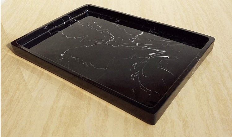 Marble Pattern Tray Resin Bathroom Accessories Set