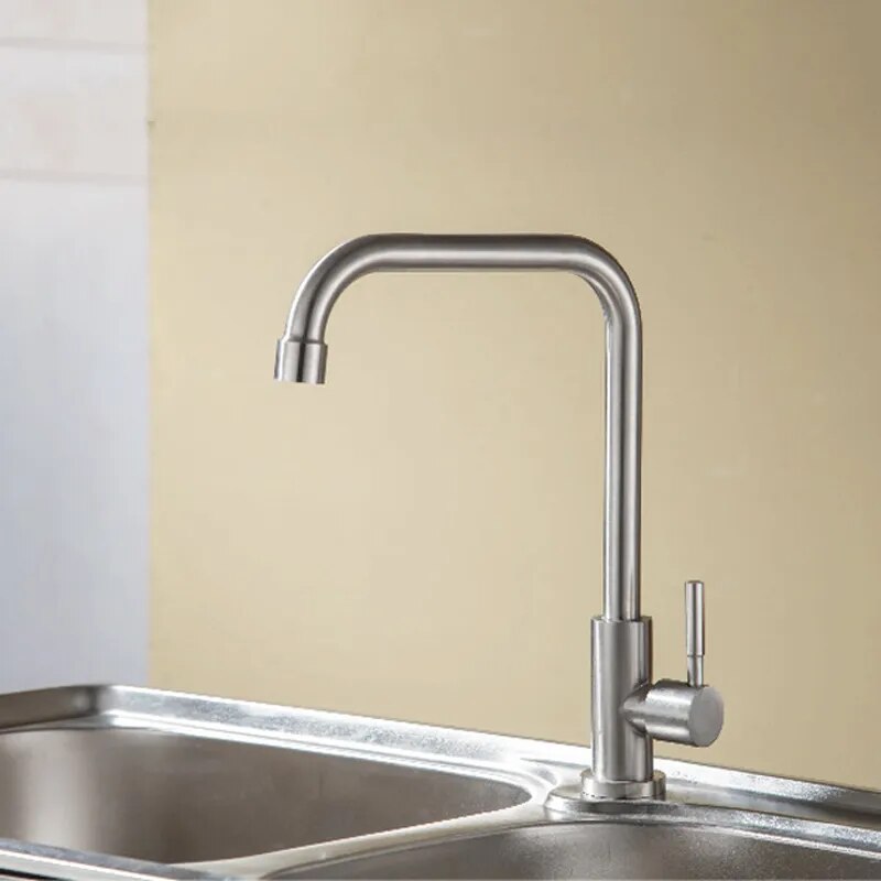 Types Kitchen Faucet Stainless Steel Single Handle Basin Sink Tap Cold Water Faucet Bathroom Basin Faucet Deck Mounted Tool