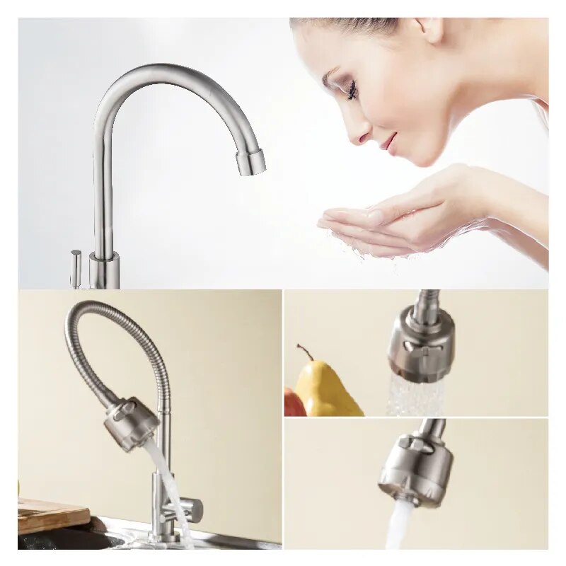 Types Kitchen Faucet Stainless Steel Single Handle Basin Sink Tap Cold Water Faucet Bathroom Basin Faucet Deck Mounted Tool