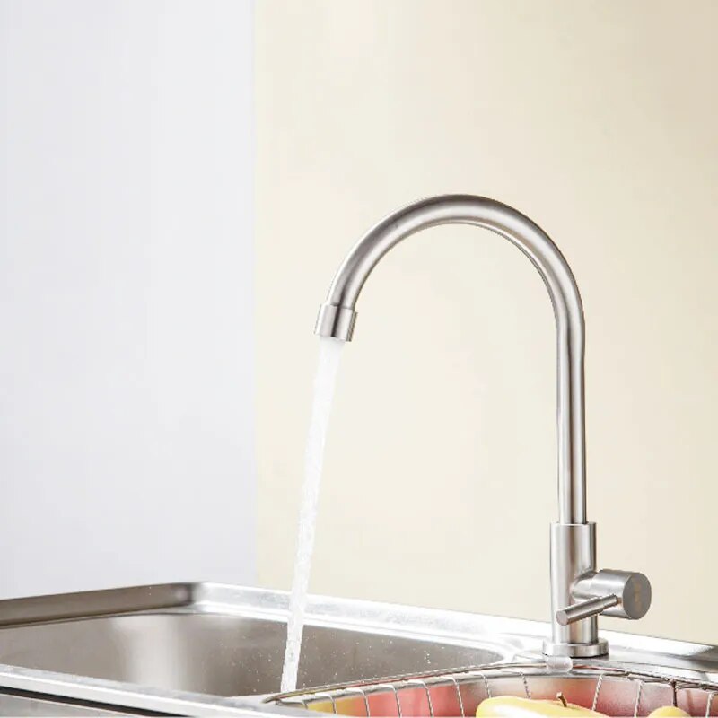 Types Kitchen Faucet Stainless Steel Single Handle Basin Sink Tap Cold Water Faucet Bathroom Basin Faucet Deck Mounted Tool