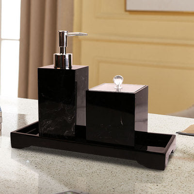 Marble Pattern Tray Resin Bathroom Accessories Set