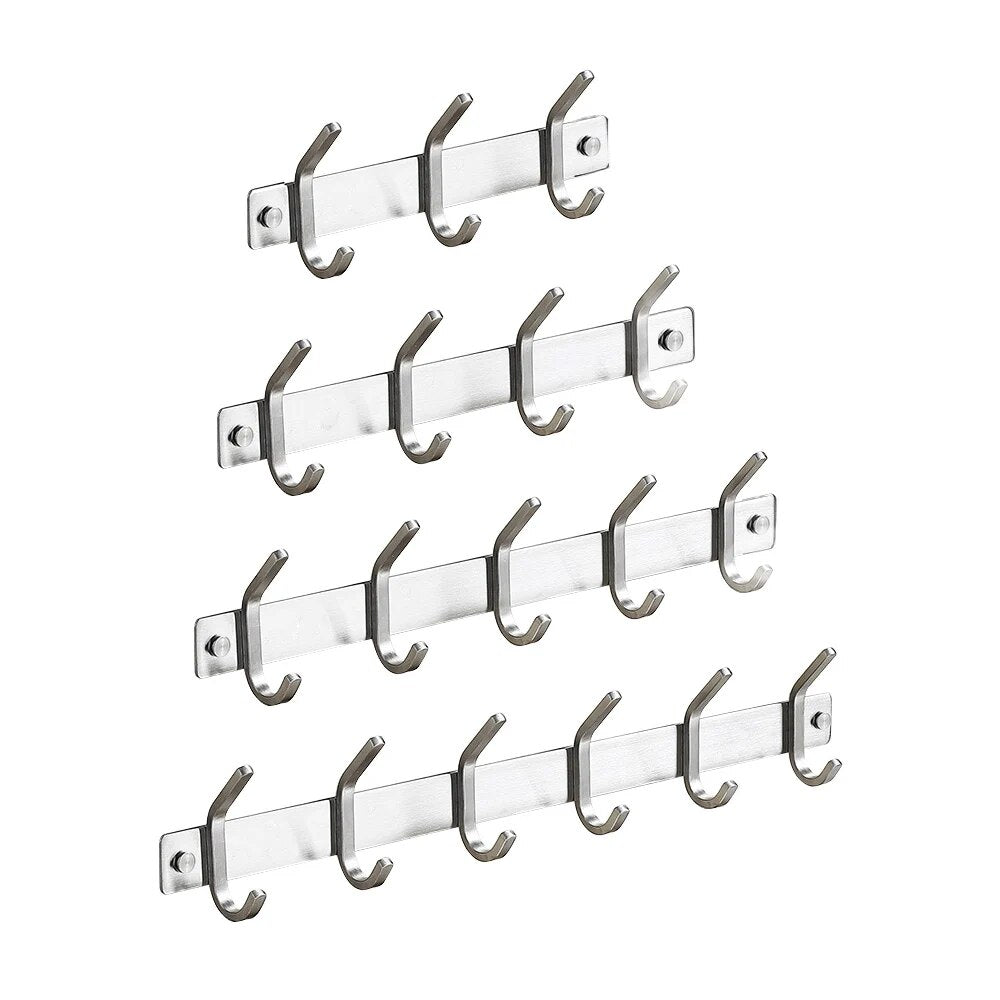 Bathroom Accessories Robe Hook Stainless Steel Wall coat rack 3-4-5-6 Hanging Hooks, Hold For Key, Towel, Bags, Hat, Clothes
