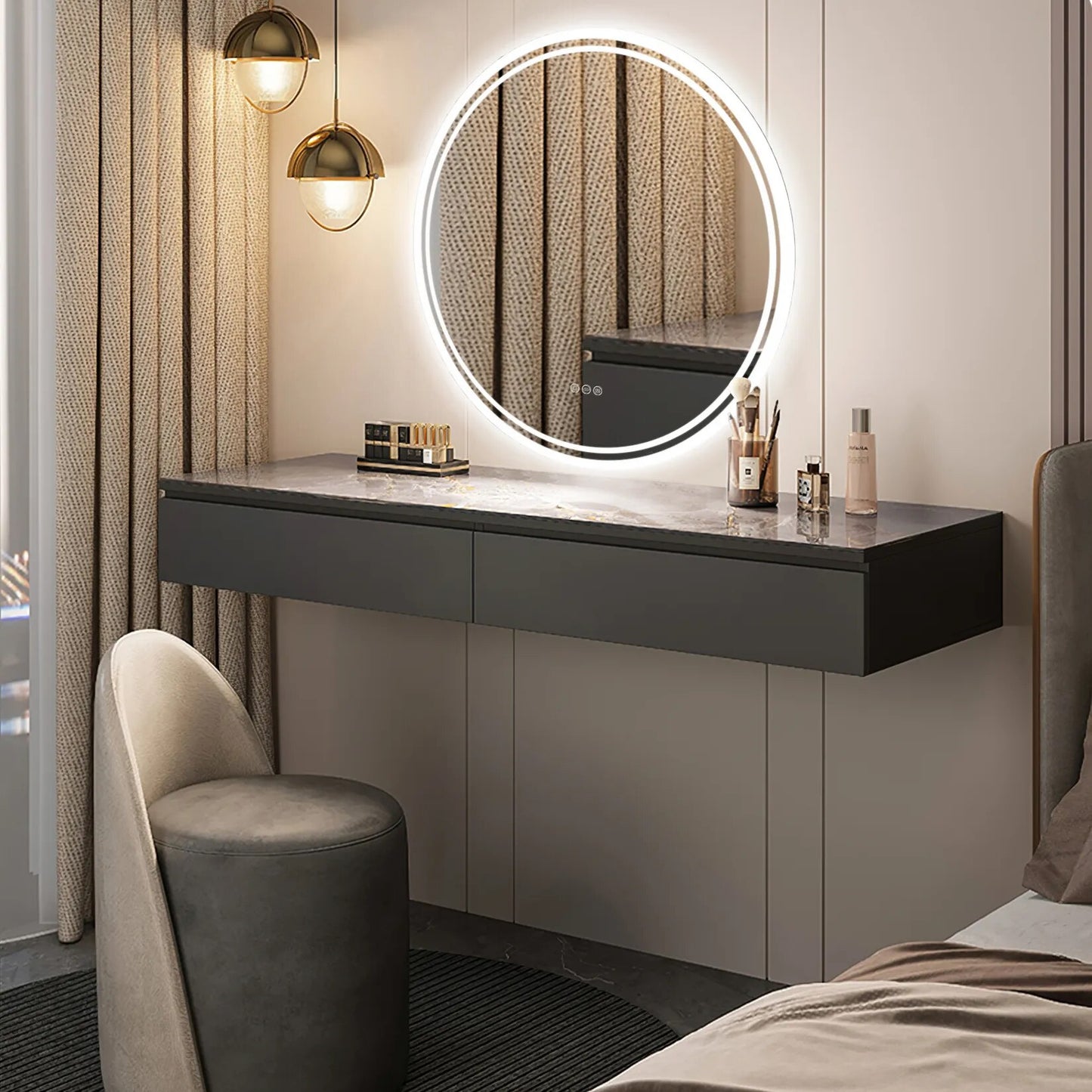 Intelligent Illuminate Big Round Mirror for Bathroom Touch Screen Dimmable Anti-fog Bathroom LED Light Mirror