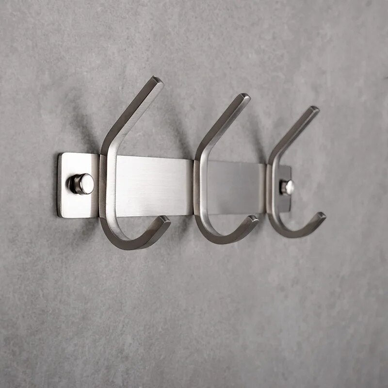Bathroom Accessories Robe Hook Stainless Steel Wall coat rack 3-4-5-6 Hanging Hooks, Hold For Key, Towel, Bags, Hat, Clothes
