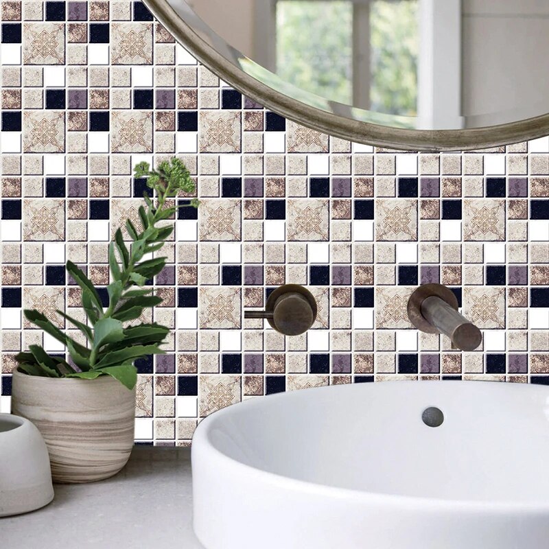 Mosaic Landscaping Decoration Self-adhesive Wall Stickers Home Kitchen Bathroom Waterproof Simulation Tile Stickers