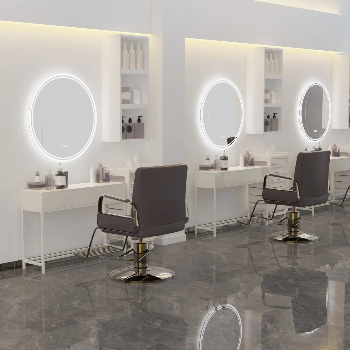 Intelligent Illuminate Big Round Mirror for Bathroom Touch Screen Dimmable Anti-fog Bathroom LED Light Mirror