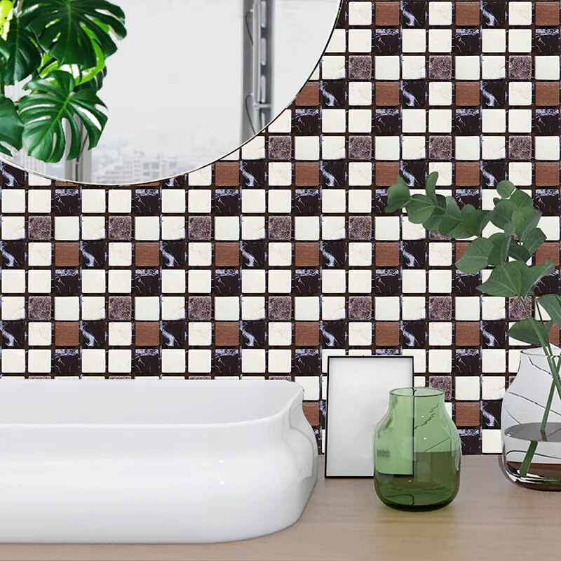 Mosaic Landscaping Decoration Self-adhesive Wall Stickers Home Kitchen Bathroom Waterproof Simulation Tile Stickers