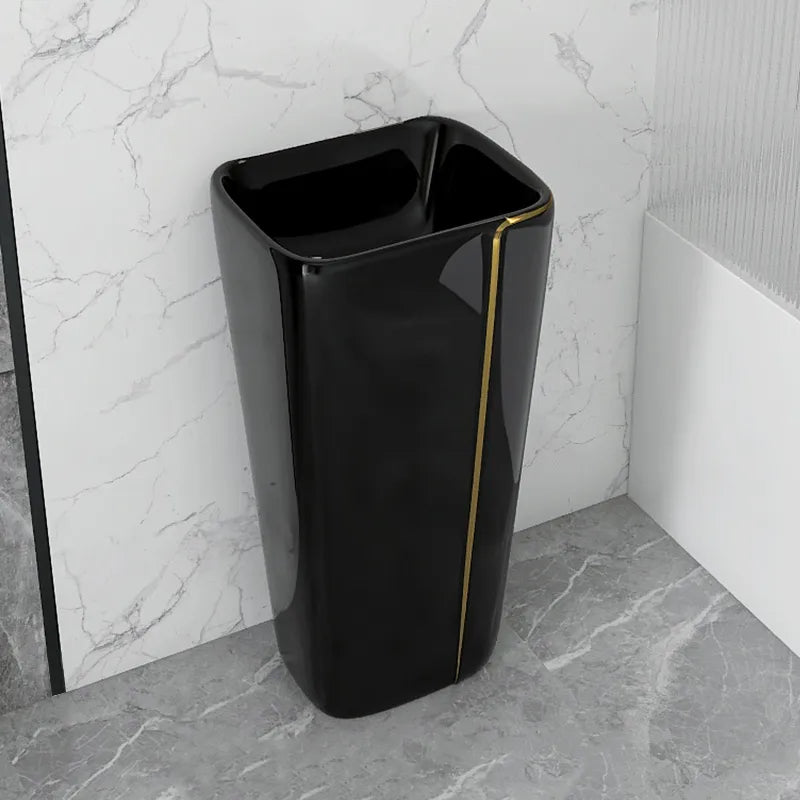 Hot Selling Modern Bathroom Ceramic Basin Sink One Piece Water Closet Gold Black Wc Toilet Set Sanitary Ware Suite