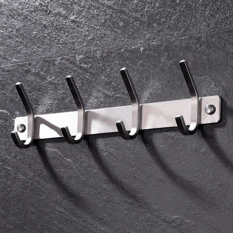Bathroom Accessories Robe Hook Stainless Steel Wall coat rack 3-4-5-6 Hanging Hooks, Hold For Key, Towel, Bags, Hat, Clothes