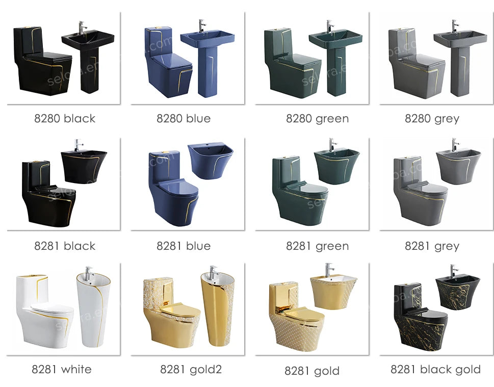 Modern bathroom grey square sanitary ware suite wc one piece ceramic commode basin toilet bowl toilet set with pedestal sink