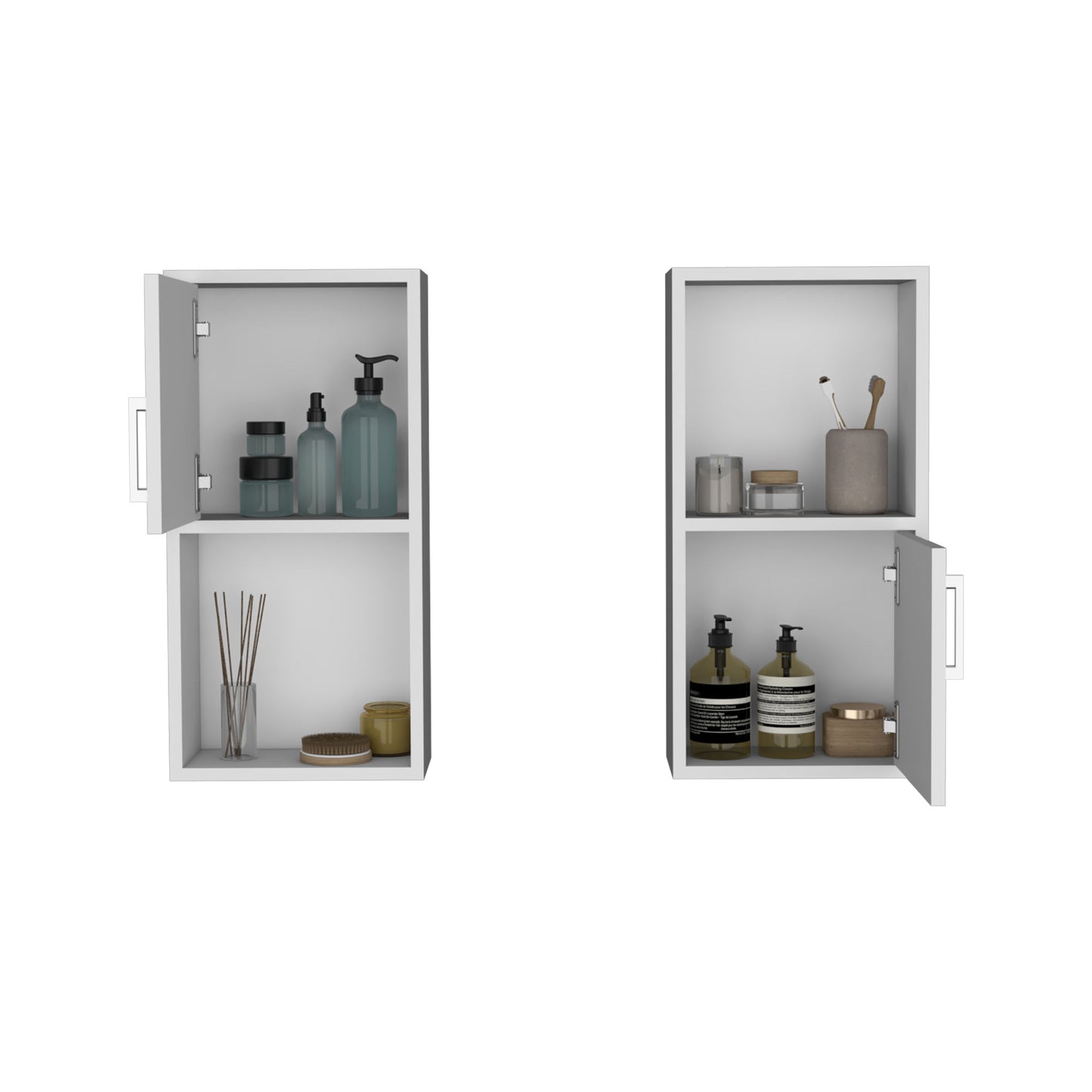 Oba 2-Pc Wall-Mounted Bathroom Medicine Cabinet with Open and Closed Storage