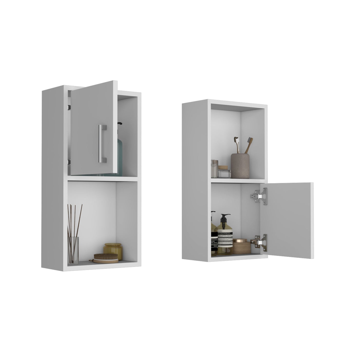 Oba 2-Pc Wall-Mounted Bathroom Medicine Cabinet with Open and Closed Storage