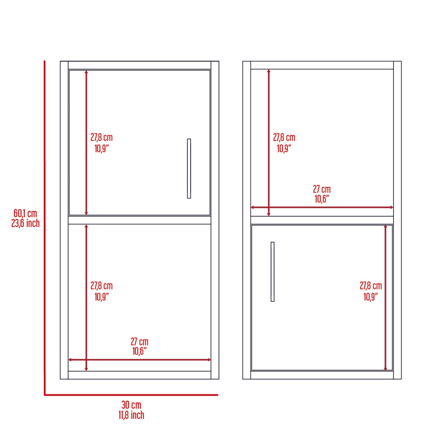 Oba 2-Pc Wall-Mounted Bathroom Medicine Cabinet with Open and Closed Storage