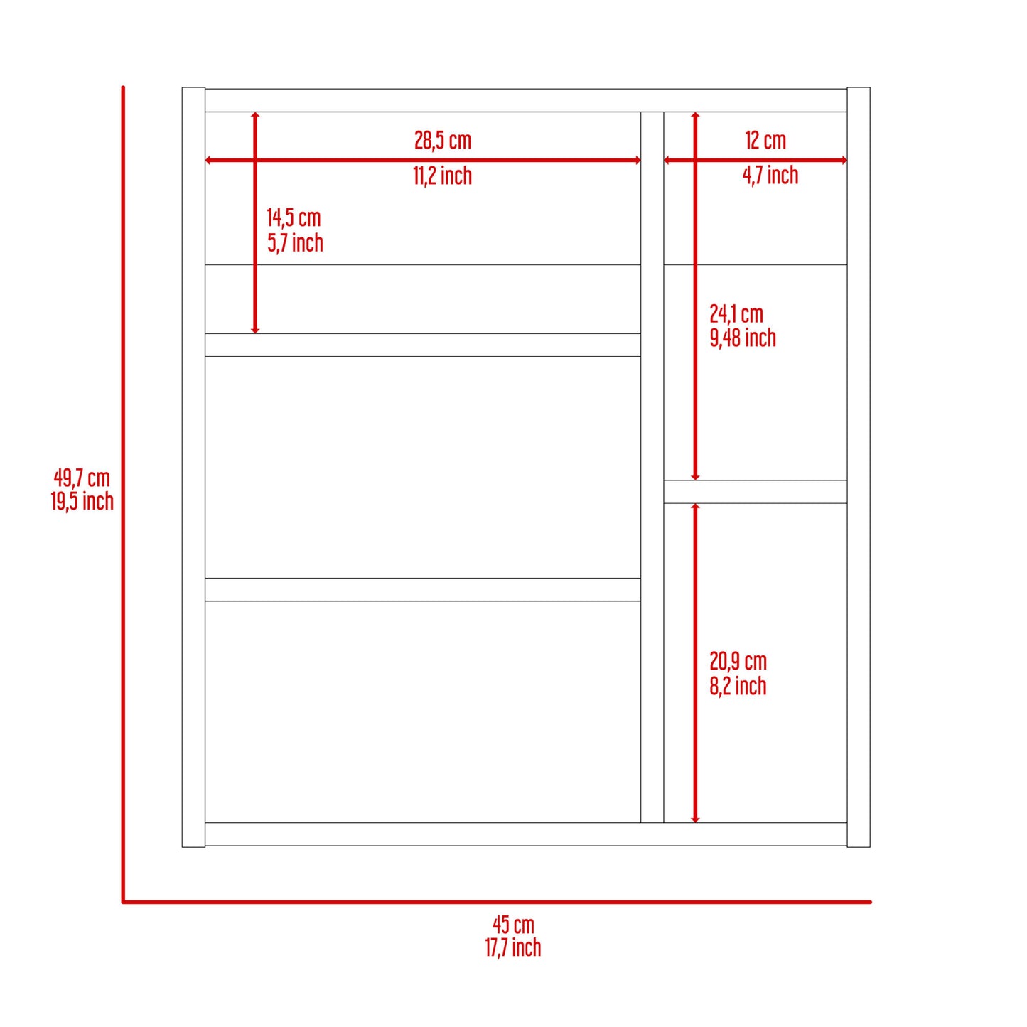 Labelle Medicine Cabinet With Mirror; Five Internal Shelves; Single Door -Black