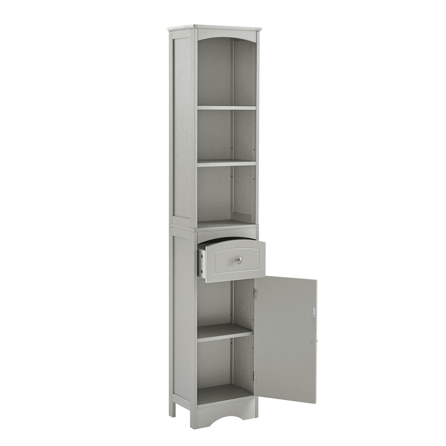 Tall Bathroom Cabinet; Freestanding Storage Cabinet with Drawer; MDF Board; Adjustable Shelf