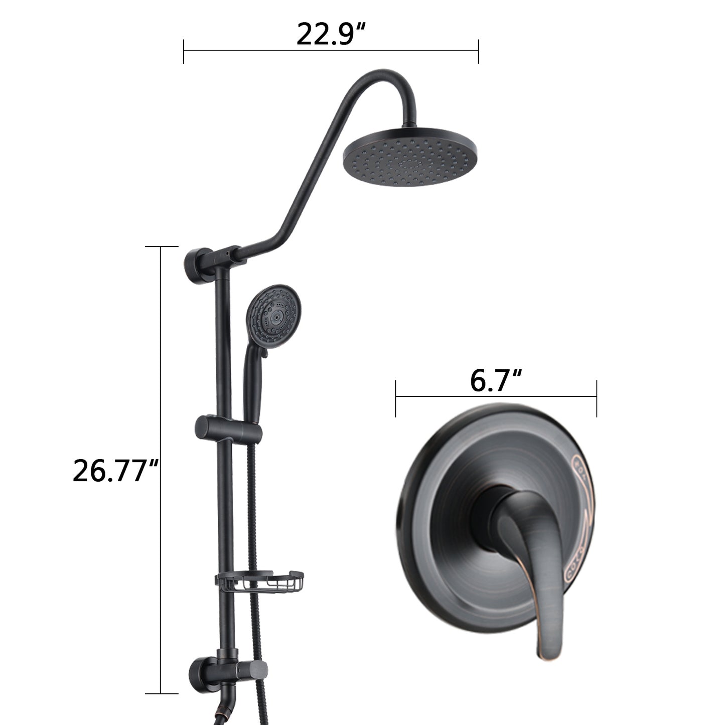 Shower Head with Handheld Shower System with 8" Rain Shower Head (Rough-in Valve Included)
