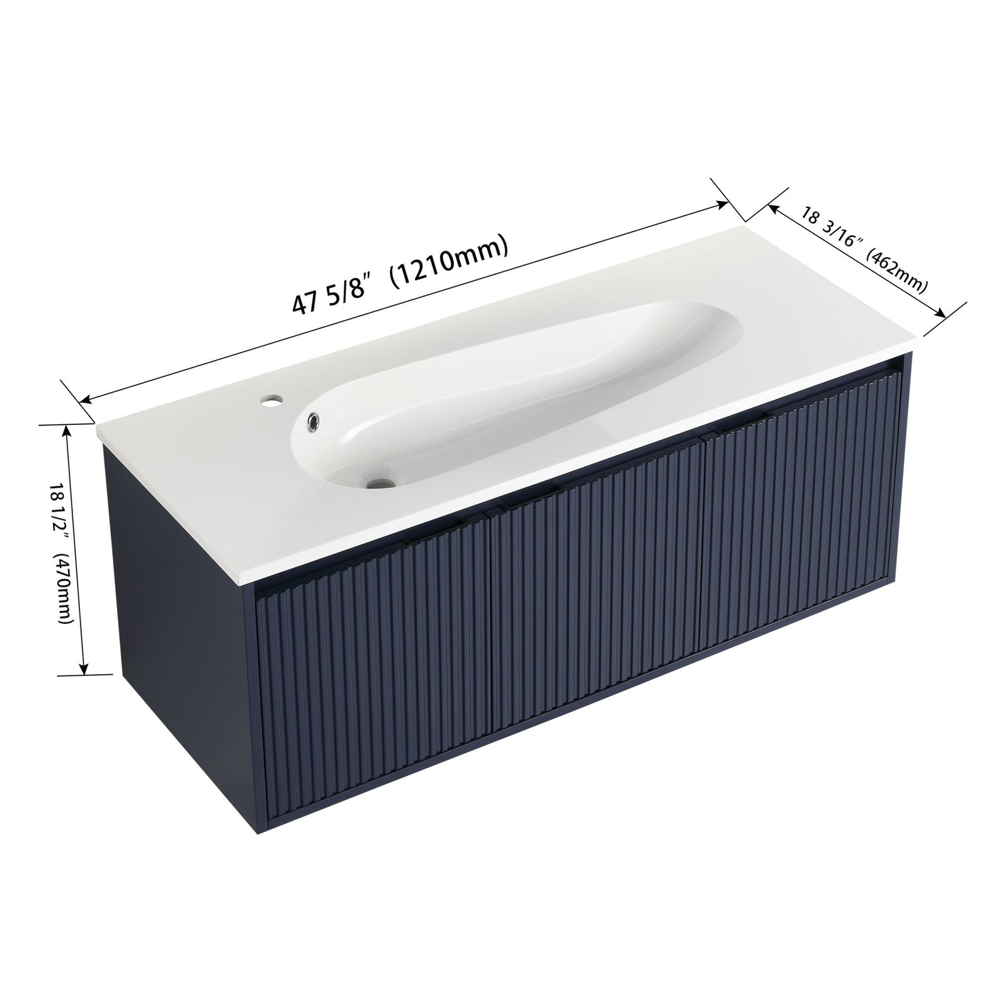 48" Floating Bathroom Vanity with Drop-Shaped Resin Sink