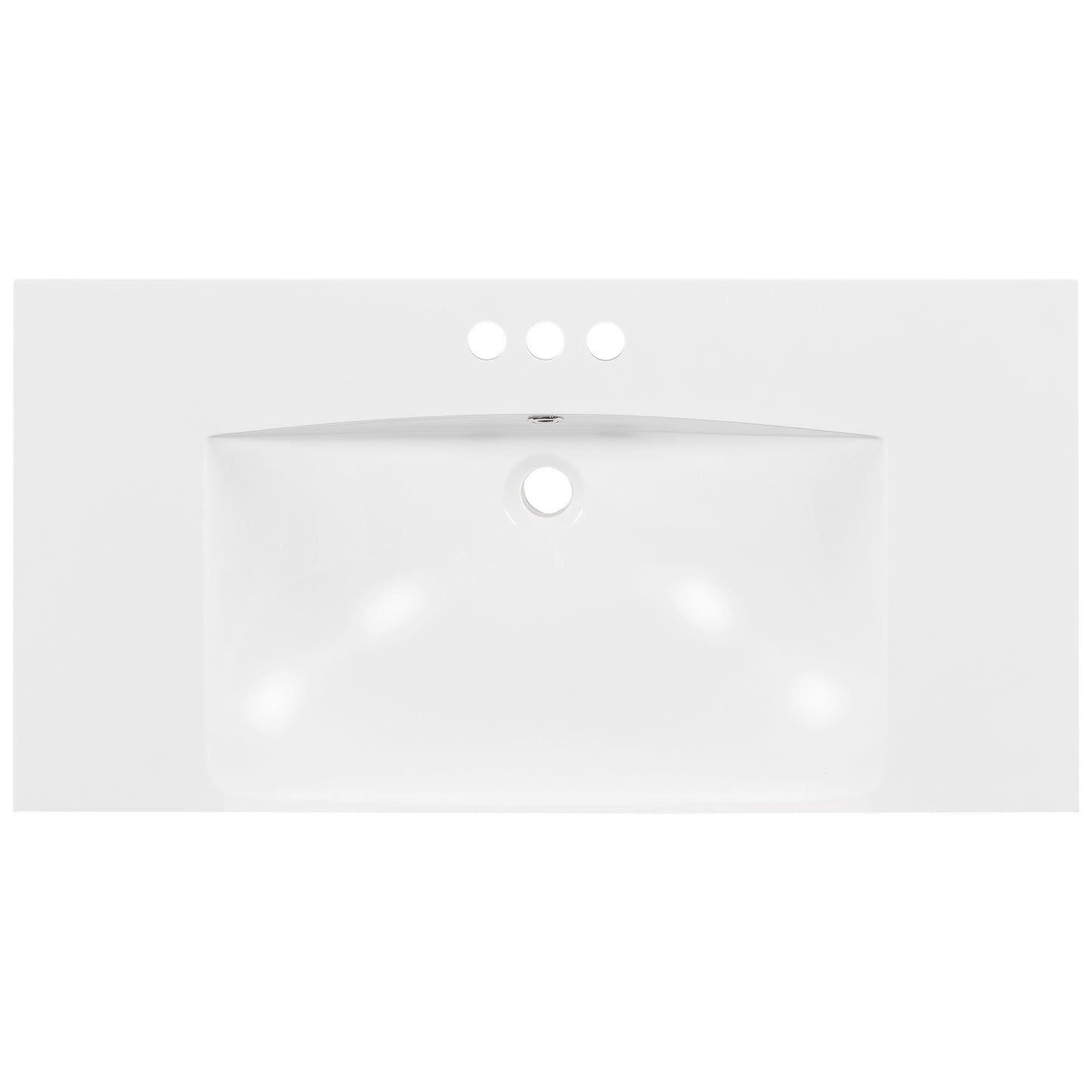 36" Single Bathroom Basin Sink, Vanity Top Only, 3-Faucet Holes, Resin