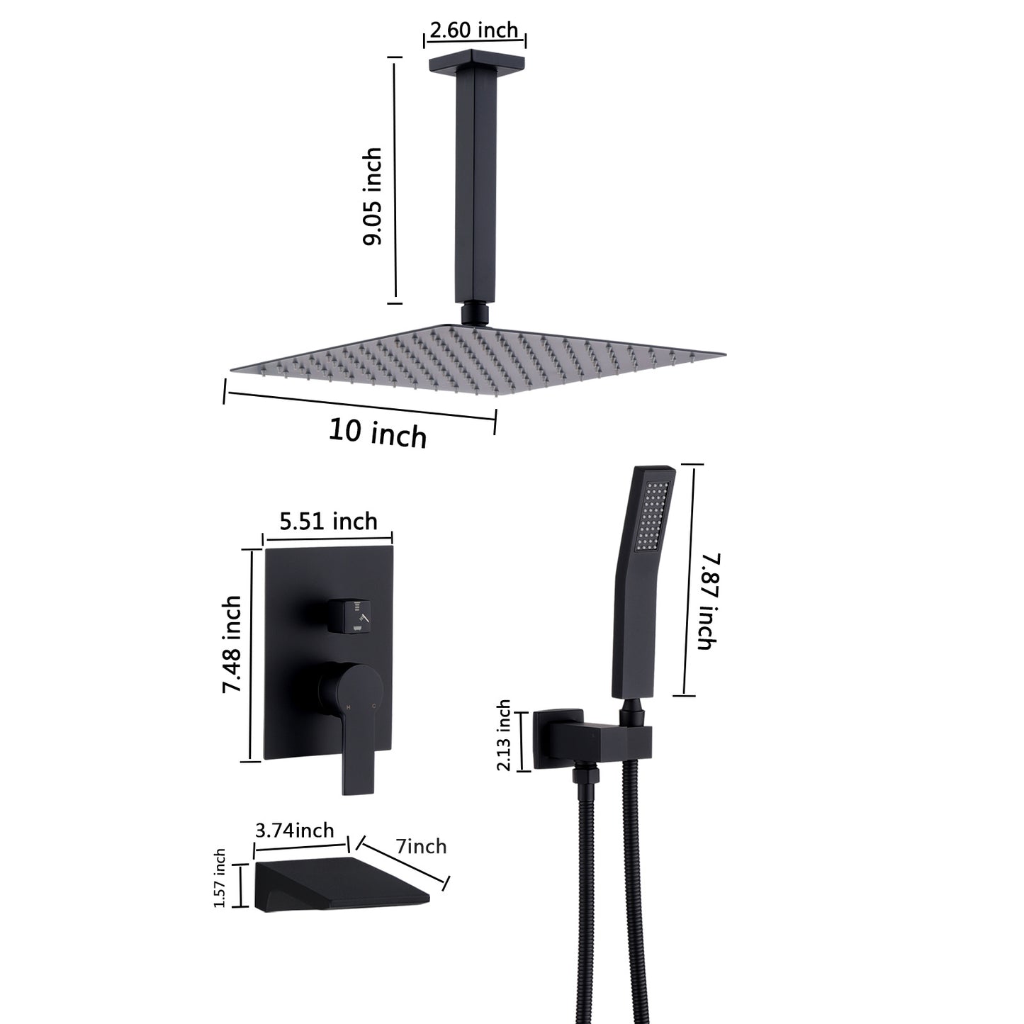 10inch Shower System With Rain Shower Faucet Sets