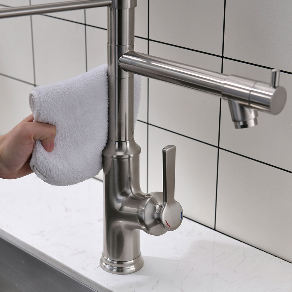 Kitchen Faucet with Pull Down Sprayer Brushed Nickel Stainless Steel Single Handle Kitchen Sink Faucets