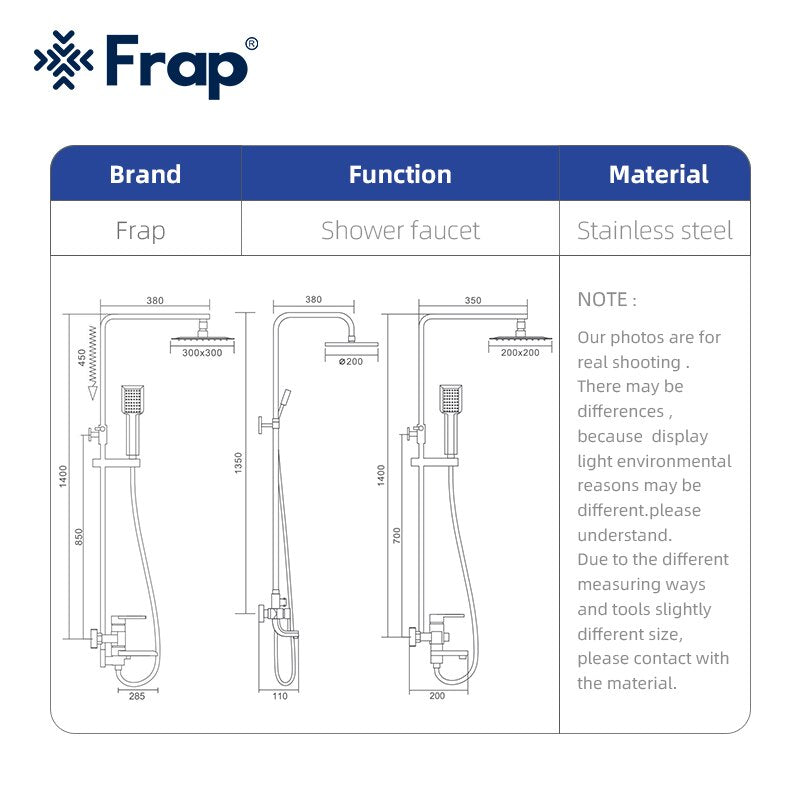 Frap Shower Faucets Top Quality Contemporary Bathroom Shower Faucet Bath Taps Rainfall Shower Head Set Mixer Torneira