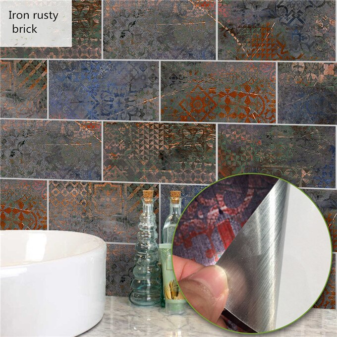 Kitchen wall Decoration Stickers Black Gray Imitation Wall Tile Wallpaper Waterproof Bathroom Restaurant Home Decor Brick Decals