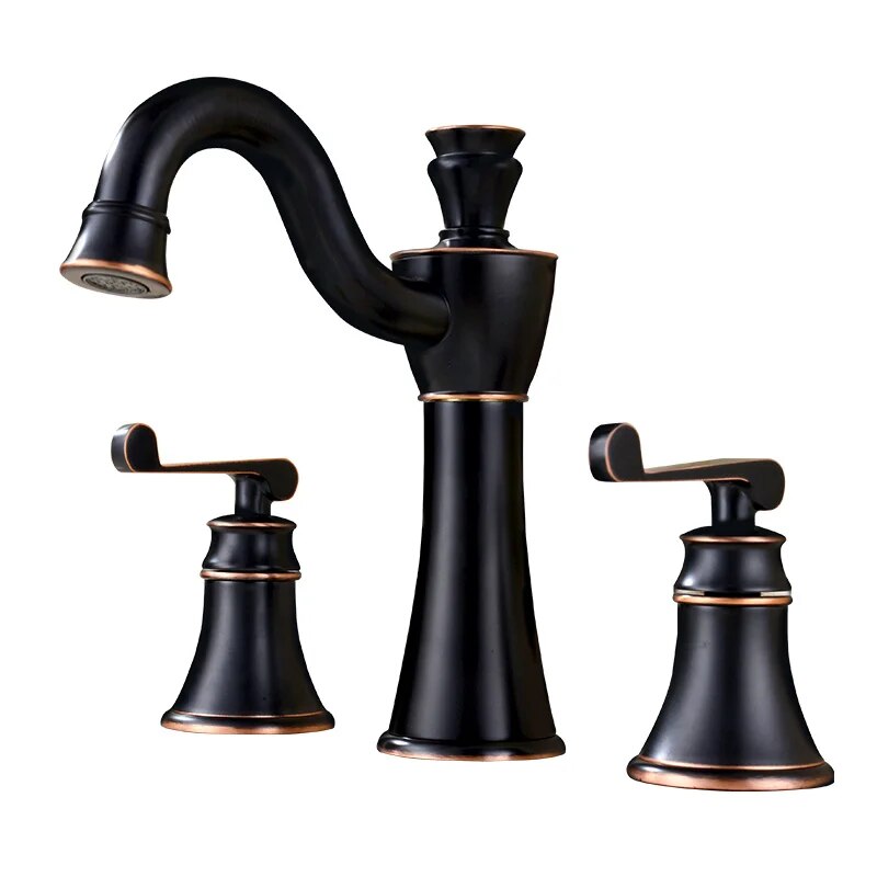 Brass Artistic Commercial Two Handle Three-Hole Oil Rubbed Bronze Bathroom Vanity Sink Faucets Bathroom Mixer tap Faucet