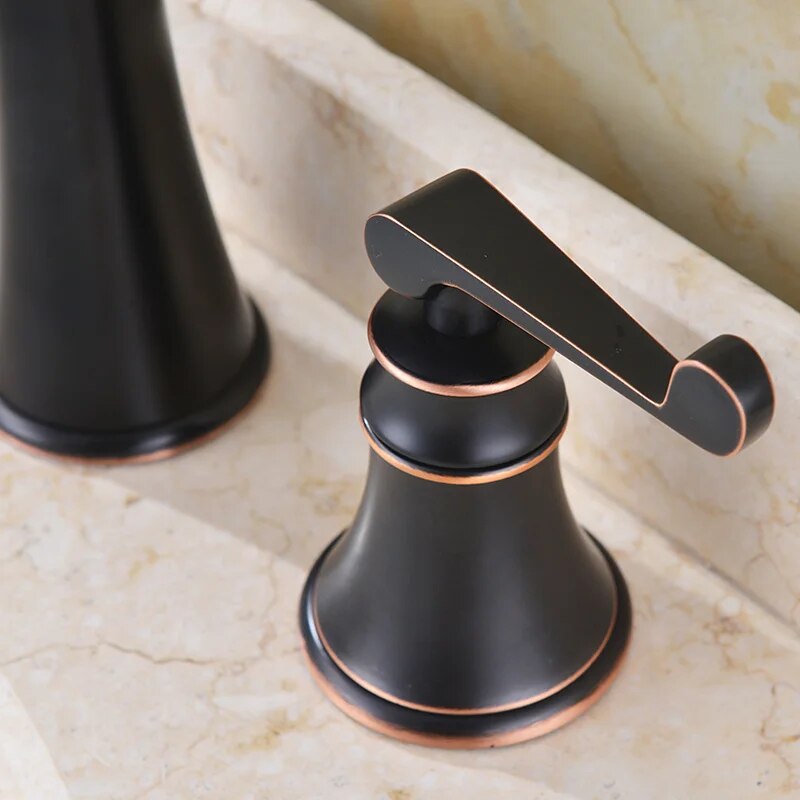 Brass Artistic Commercial Two Handle Three-Hole Oil Rubbed Bronze Bathroom Vanity Sink Faucets Bathroom Mixer tap Faucet