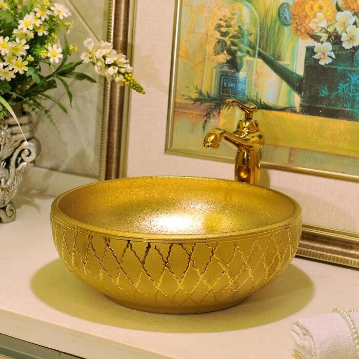 Ceramic Counter Top Wash Basin Bathroom basin bathroom sink china wash basin gold