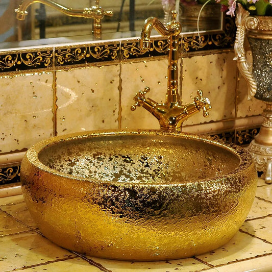 Ceramic Counter Top Wash Basin Bathroom basin bathroom sink china wash basin gold