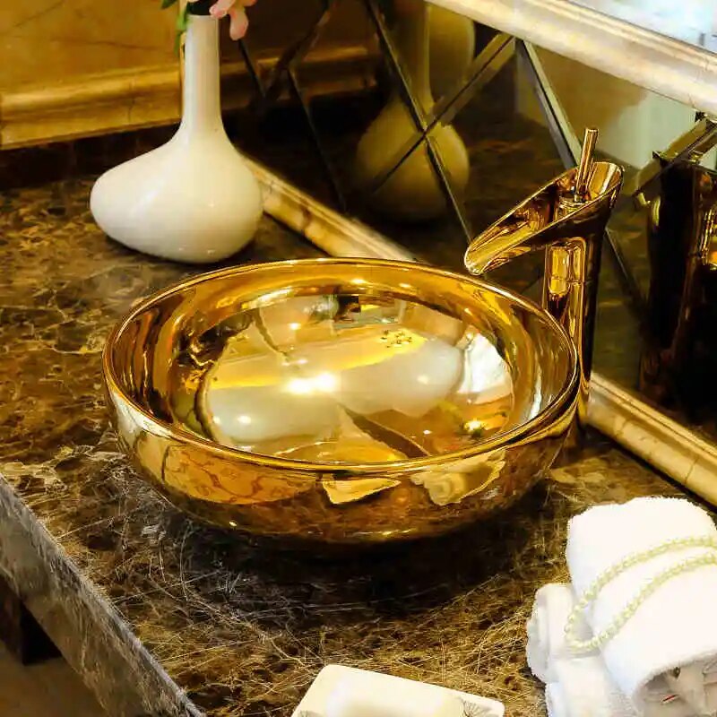 Ceramic Counter Top Wash Basin Bathroom basin bathroom sink china wash basin gold