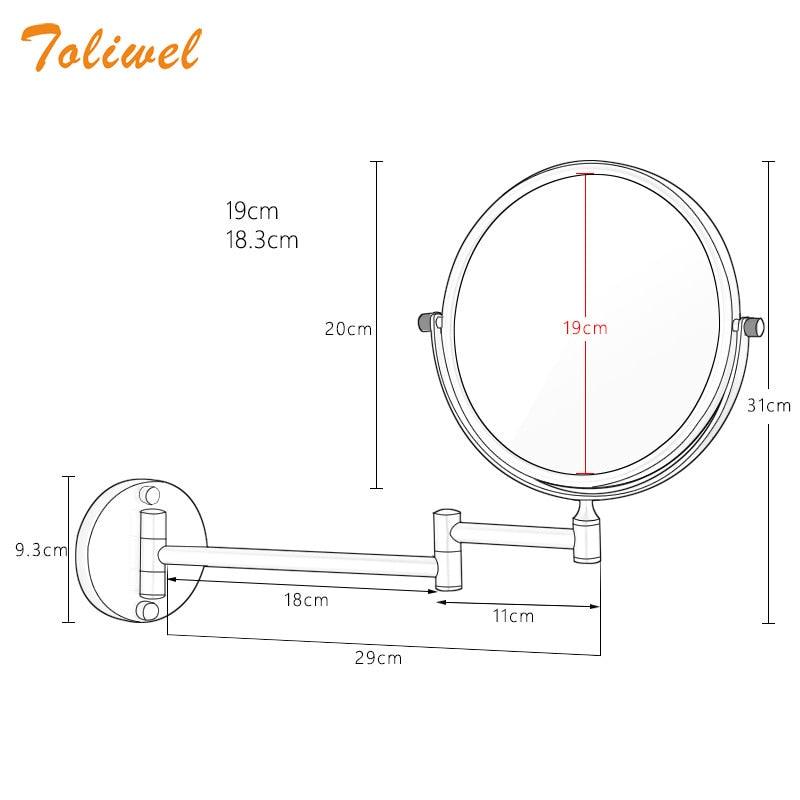 Bathroom Magnifying Mirror Double Side 3x to 1x