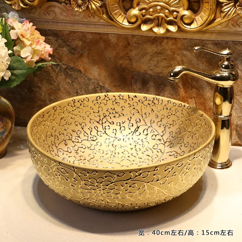 Ceramic Counter Top Wash Basin Bathroom basin bathroom sink china wash basin gold