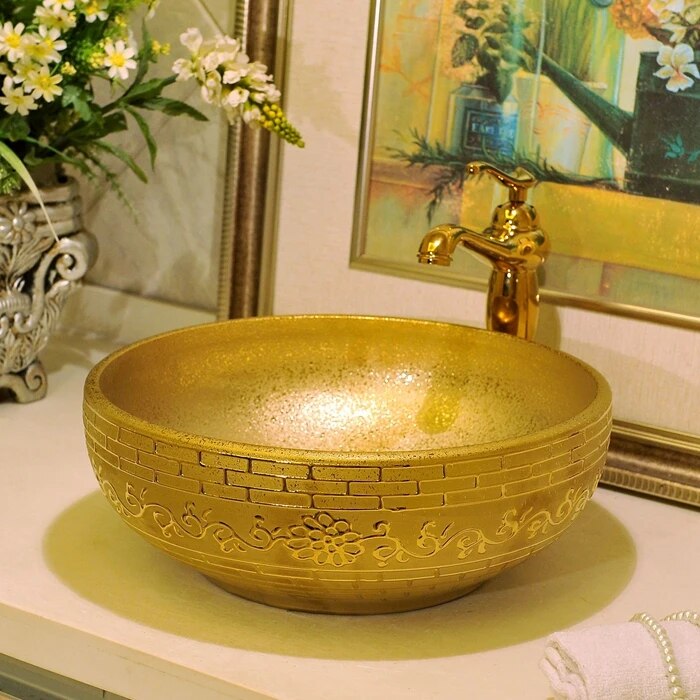 Ceramic Counter Top Wash Basin Bathroom basin bathroom sink china wash basin gold