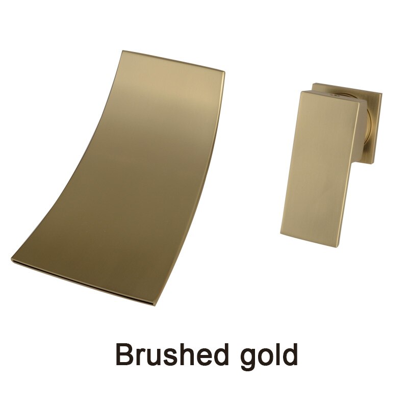 Gold &amp; Black Separated Bathroom Sink Faucet Wall Mounted Waterfall Style Hot &amp; Cold Basin Water Mixer Chrome Tap