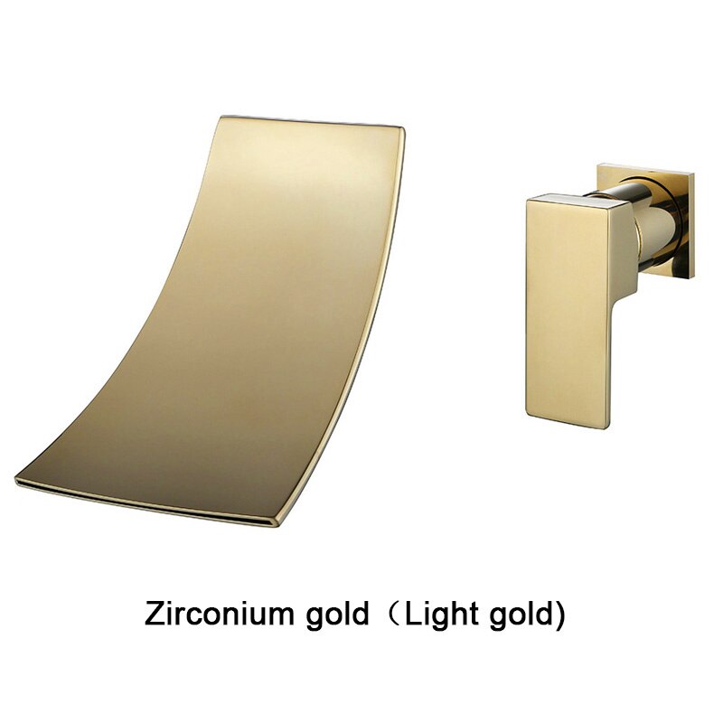 Gold &amp; Black Separated Bathroom Sink Faucet Wall Mounted Waterfall Style Hot &amp; Cold Basin Water Mixer Chrome Tap