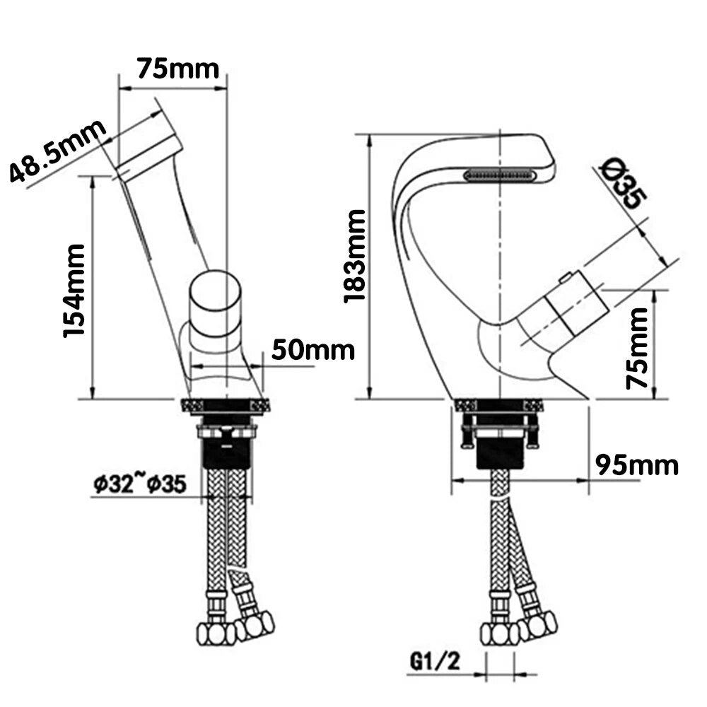 Basin sink Faucet Cold and Hot Water