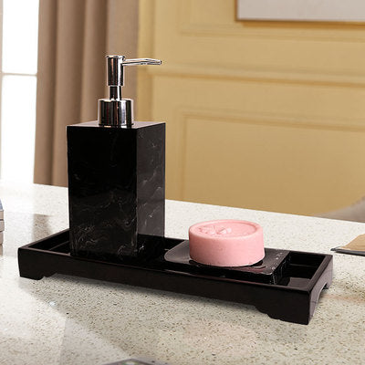Marble Pattern Tray Resin Bathroom Accessories Set