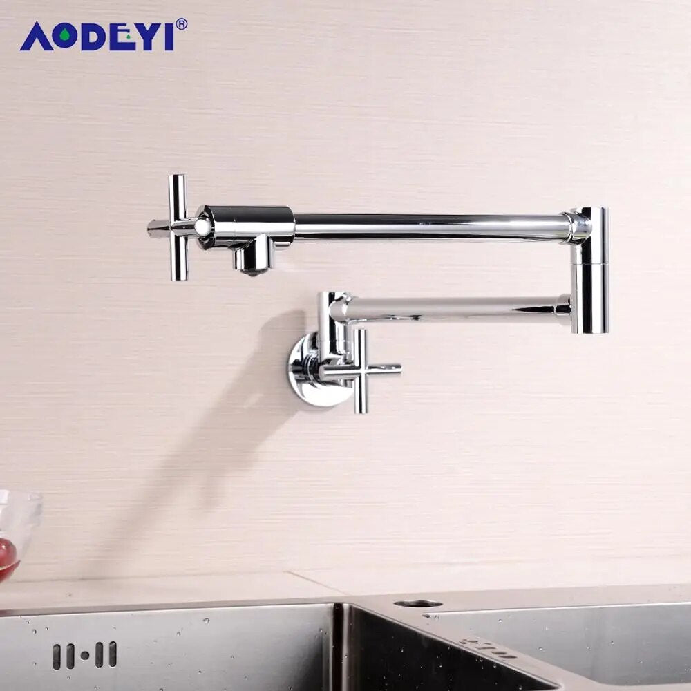 Wall Mount Pot filler Sink Taps Swinging spout Faucet For Kitchen gourmet Sinks faucets Single Cold Sink spigots Brush Black tap