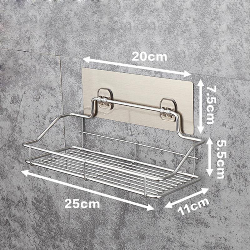 Stainless Steel Bathroom Storage Shelf Punch-Free Kitchen Bathroom Toilet Wall Hanging Storage Rack