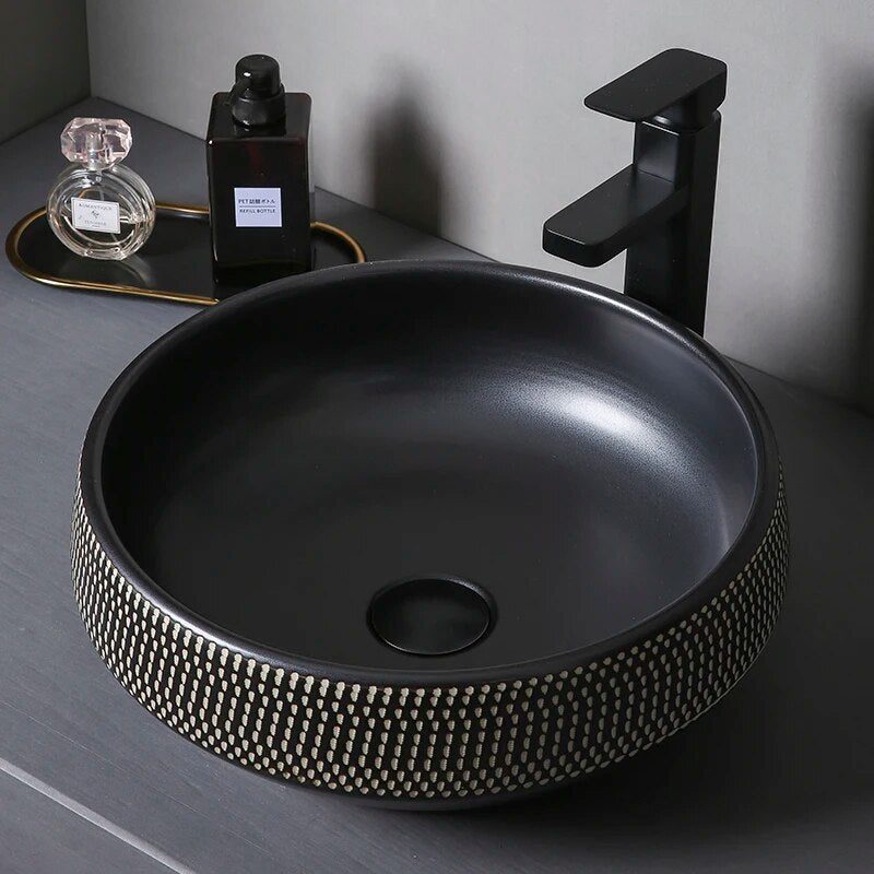 Counter top art basin bathroom sink bowl countertop Flower Shape Ceramic wash basin bathroom sink