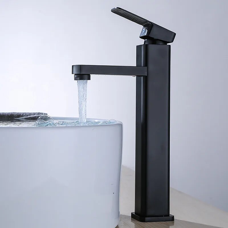 Basin Sink Bathroom Faucet Deck Mounted Hot Cold Water Basin Mixer Taps Black Lavatory Sink Tap 2024