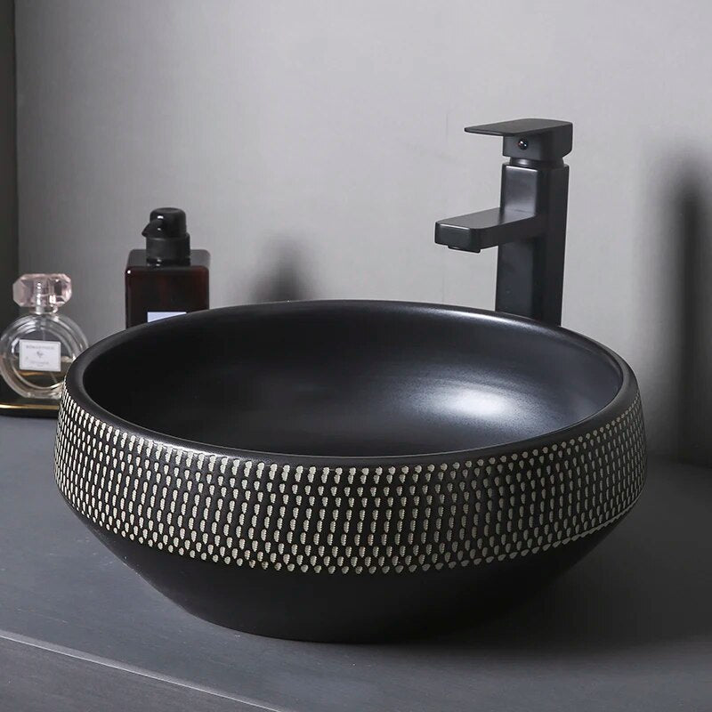 Counter top art basin bathroom sink bowl countertop Flower Shape Ceramic wash basin bathroom sink