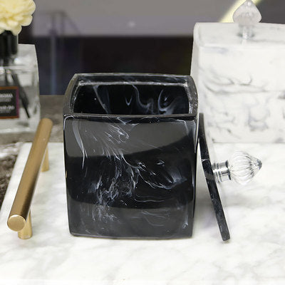 Marble Pattern Tray Resin Bathroom Accessories Set