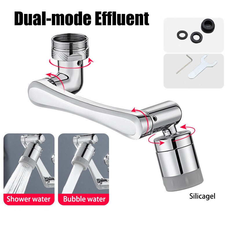 Stainless steel Universal 1080 °Swivel Robotic Arm Swivel Extension Faucet Aerator Kitchen Sink Faucet Extender 2Water Flow Mode