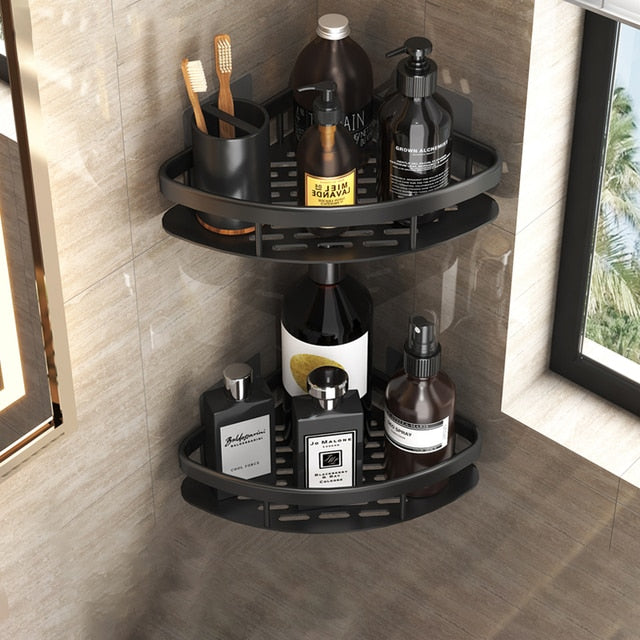 Bathroom Shelves No-drill Wall Mount Corner Shelf Shower Storage Rack Holder for WC Shampoo Organizer Bathroom Accessories