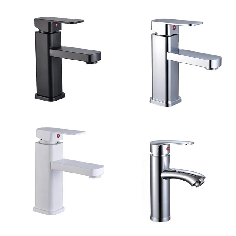 Bathroom Faucets for Sink Square Hot and Cold Basin Faucet  Sink Mixer Tap Square Basin Faucets Single Hole Tapware Deck-mounted