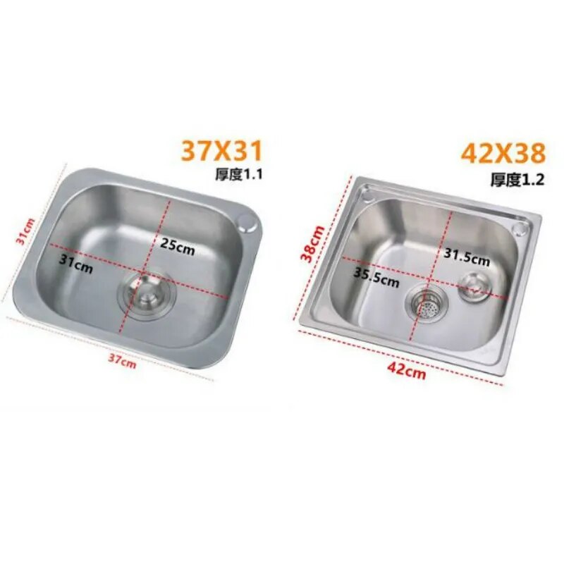 304 Stainless Steel Sink Single Sink Kitchen Sink Sink Single Basin Thickened Sink Large Single Slot Set Wf907250