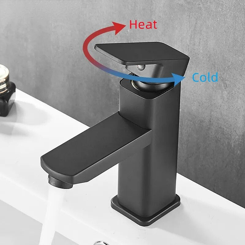 Basin Sink Bathroom Faucet Deck Mounted Hot Cold Water Basin Mixer Taps Black Lavatory Sink Tap 2024