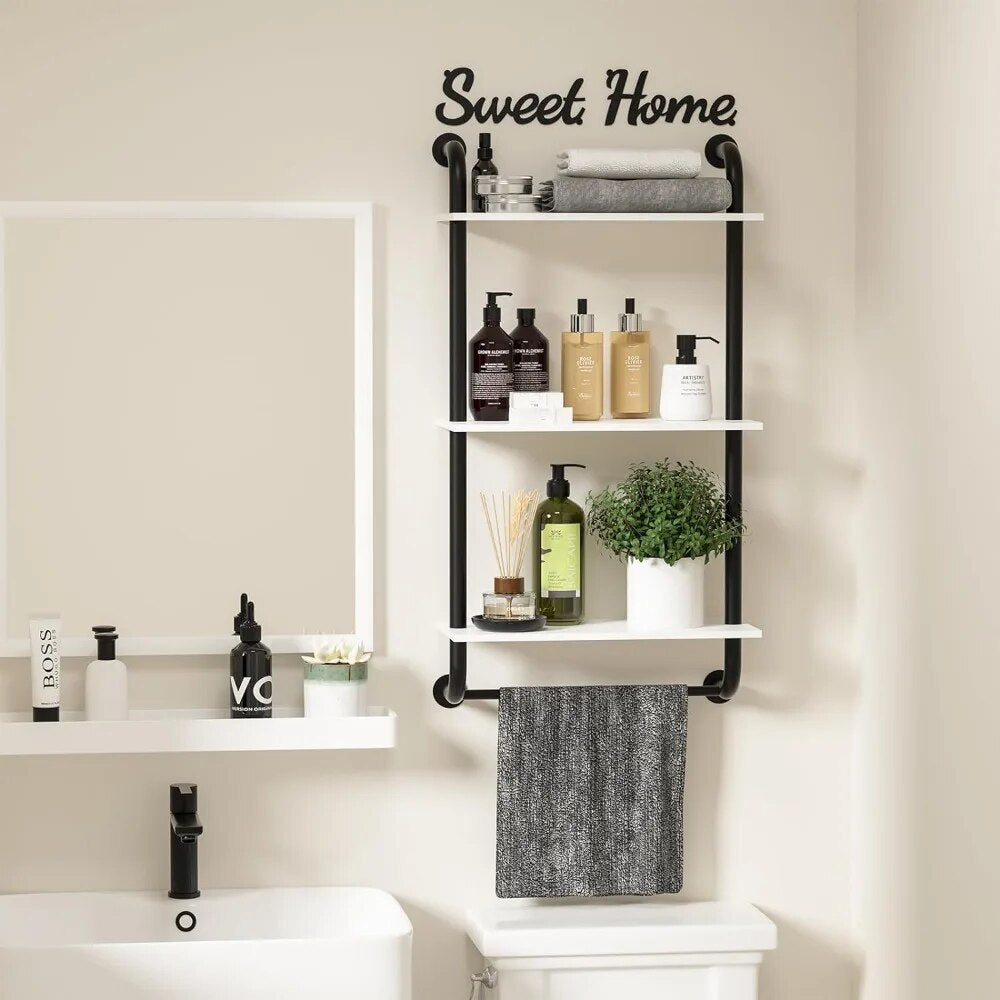 Bathroom Shelves Wall Mounted, Rustic Farmhouse Pipe Shelves, Wall Shelves Floating